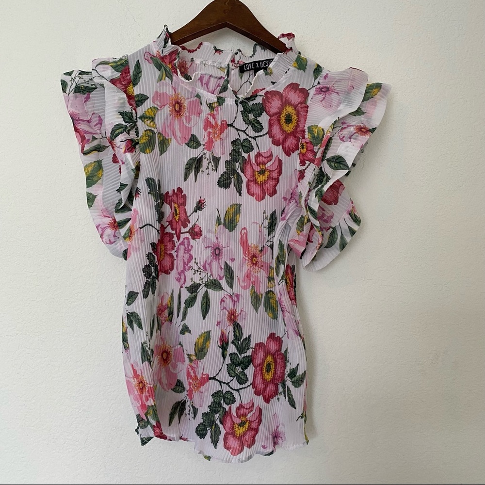 Dramatic Ruffle Sleeve Floral Blouse